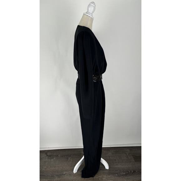 Les Archives Liberte Jumpsuit V Neckline Padded Shoulders Womens Small Black New - Picture 5 of 15